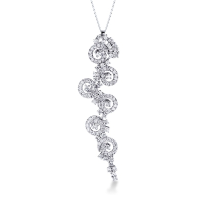18k white gold Spirals pendant with diamonds