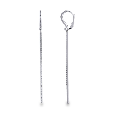 White gold 18k drop earrings with diamond bar 