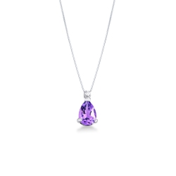 18k white gold necklace with amethyst and diamond