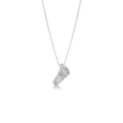 White gold 18k necklace with little foot in diamonds 