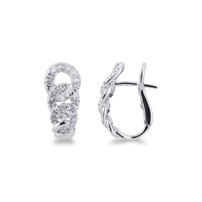 White gold 18k groumette earrings with diamonds 