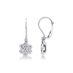 White gold 18k earrings with diamonds flowers 