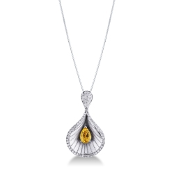 18k white gold fancy pendant with diamonds and citrine