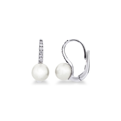 White gold 18k earrings with Akoya pearls and diamonds 