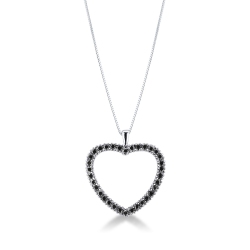 Heart silhouette pendant with black diamonds