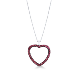 Heart pendant with burnished rubies