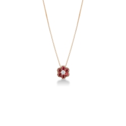 Little flower pendant in 18k rose gold with diamonds and rubies