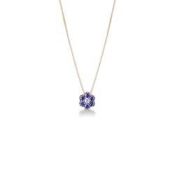 Little flower pendant in 18k rose gold with diamonds and sapphires