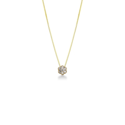 Little flower pendant with diamonds in 18k yellow gold