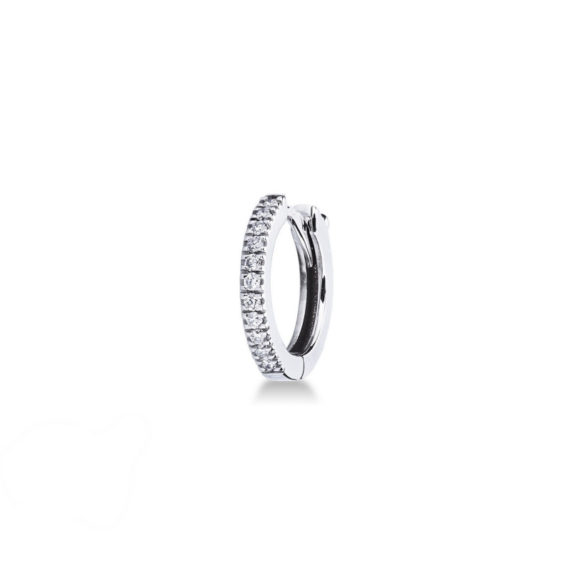 Mono orecchino a piccolo cerchio in oro bianco 18k con diamanti, Uomo