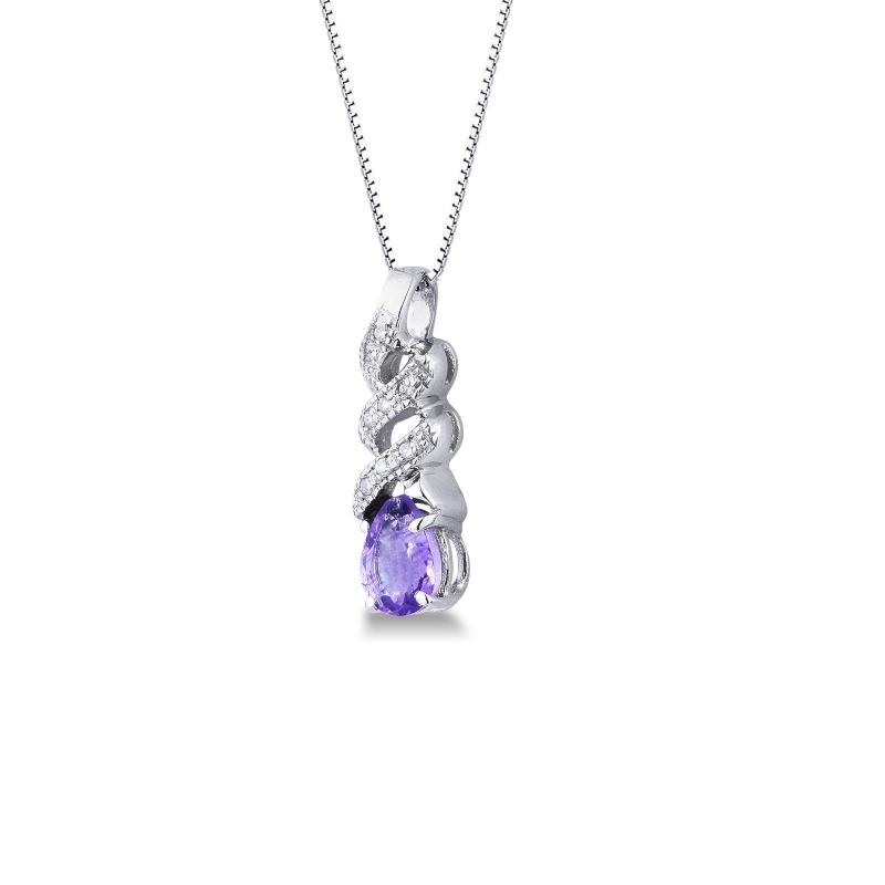White gold 18k pendant with amethyst and diamonds