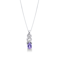 White gold 18k pendant with amethyst and diamonds