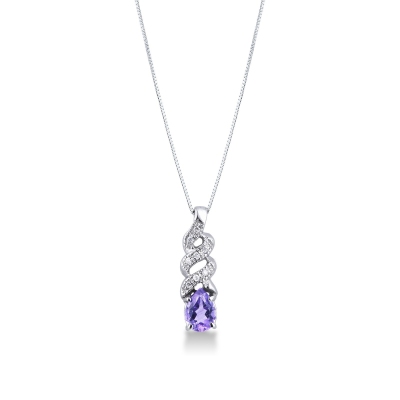 White gold 18k pendant with amethyst and diamonds