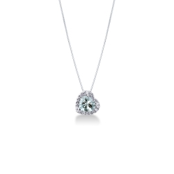 Collana con acquamarina cuore obliquo e diamanti in oro 18k