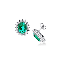 ORECCHINI CONTORNO CON SMERALDI mm8x6 circa E 16BRILL  (N2609)