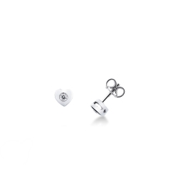 Heart with diamond earrings in 18k white gold