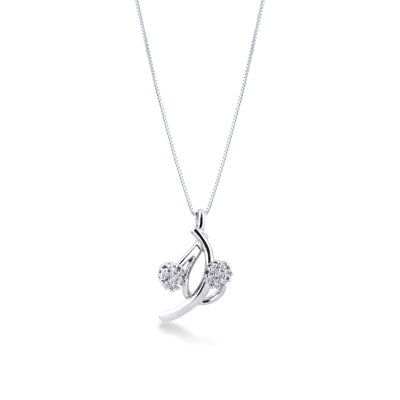 18k white gold pendant with 2 wires and diamonds