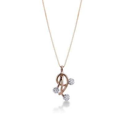 18k rose gold wires pendant with diamonds