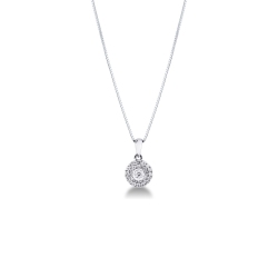 Round pendant in 18k white gold with diamonds