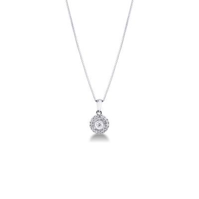 Round pendant in 18k white gold with diamonds