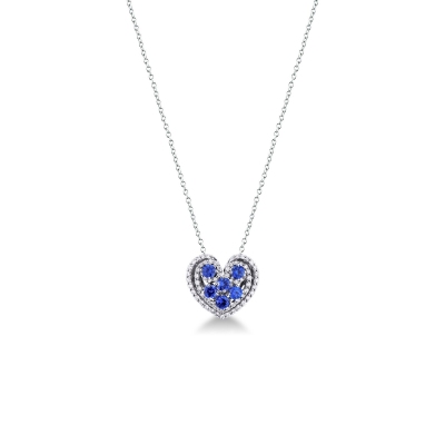 Fancy heart with diamonds and blue sapphires