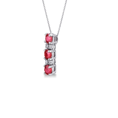 18k white gold necklace with ruby and diamond trilogy necklace