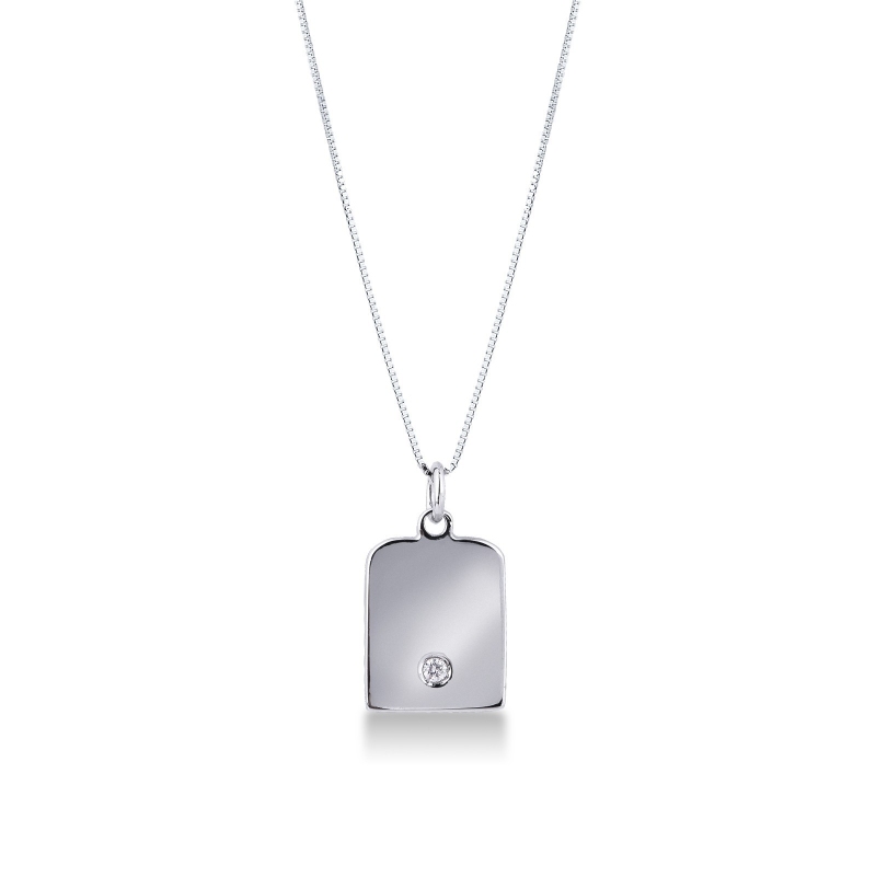 18k white gold slab with diamond