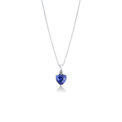 Heart shape sapphire and diamond pendant