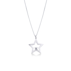 White gold 18k pendant star shaped with one diamond
