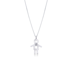 White gold 18k pendant with boy silhoutte and a diamond 