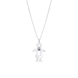 White gold 18k necklace with girl silhouette and one diamond