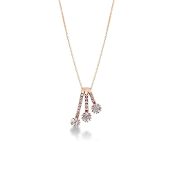 Necklace with 3 flowers pendant with diamonds