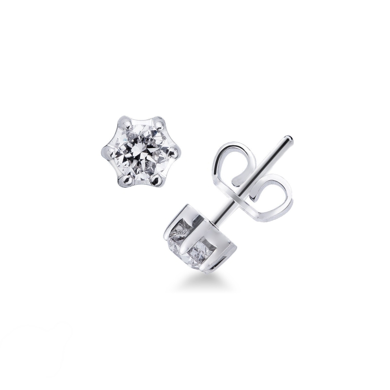Orecchini In Oro Giallo 9kt Con Pietre Cubic Zirconia Quadrate 6mm – Eleganti E Brillanti