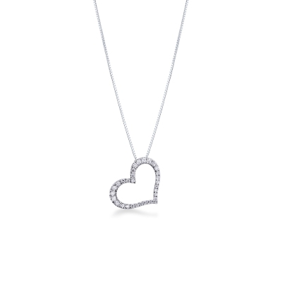 White gold 18k necklace with diamonds heart pendant 