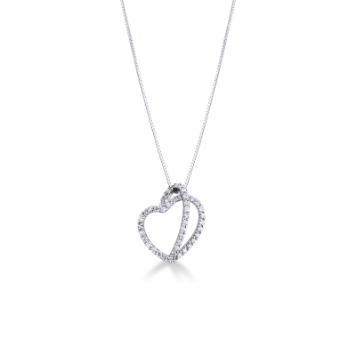 White gold 18k fancy heart pendant with diamonds 