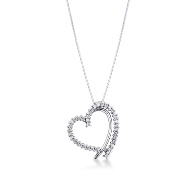 Heart shape pendant with diamonds and 2 rubies