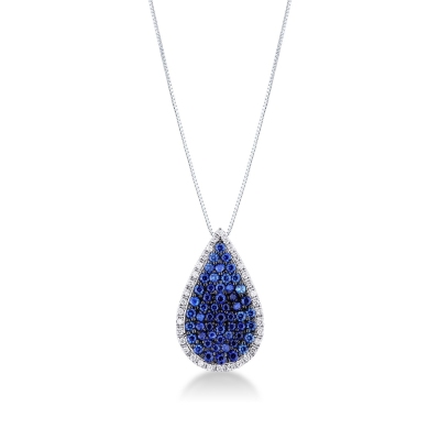 18k white gold pendant with sapphires pavè and diamonds