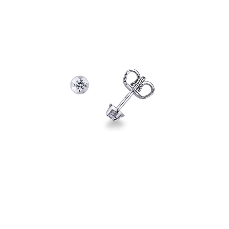 Orecchini a lobo in oro bianco 18k con diamanti
