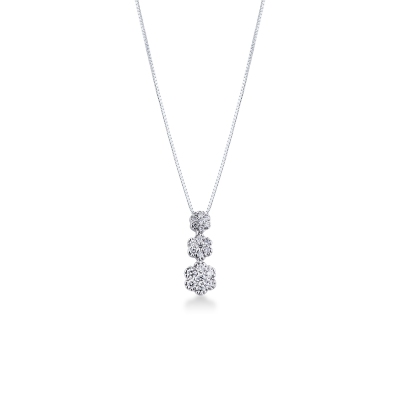 Fancy trilogy necklace with diamonds flower