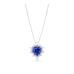 Heart shaped sapphire and 9 petals of diamonds