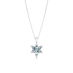 Heart shaped aquamarine and diamond pendant