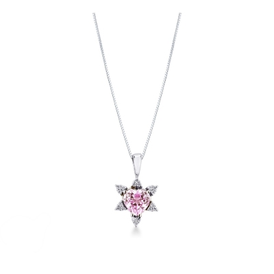 Pink sapphire fancy pendant and diamonds