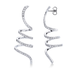 Spiral earrings in white gold 18k with diamonds 