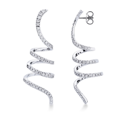 Spiral earrings in white gold 18k with diamonds 