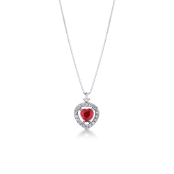 Halo necklace with ruby and diamonds