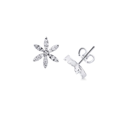 18k white gold earrings with flowers in diamonds 