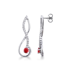 Earrings in white gold 18k with rubies and diamonds 