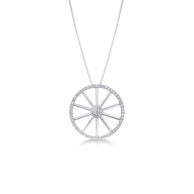 Necklace in white gold 18k with diamonds, diameter 23.3 mm 