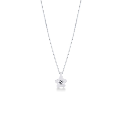 Necklace in white gold 18k with diamond in a flower pendant  