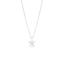 18k white gold necklace with star pendant with central diamond